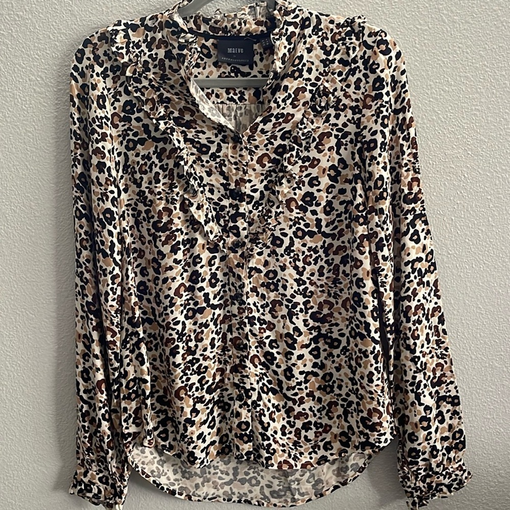 Maeve Katia Ruffled Buttondown top Size 0 - Picture 2 of 8